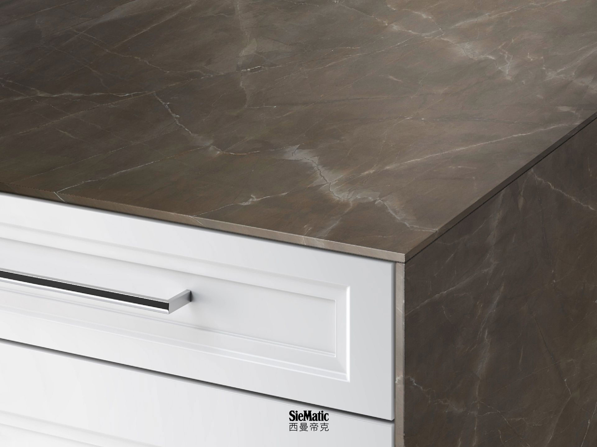 SieMatic StoneDesign kitchen countertop with a visible thickness of 6.5 mm